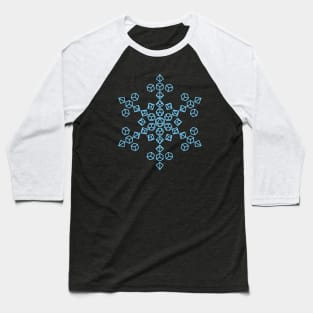 Snowflake Blue Polyhedral Dice Baseball T-Shirt